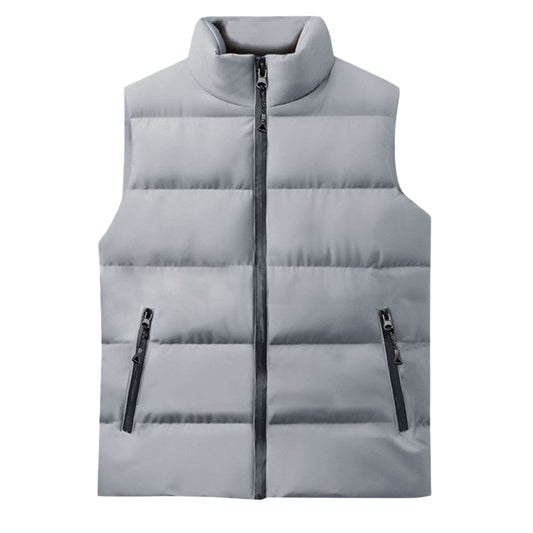Men's solid color stand up collar vest gray