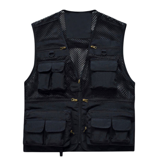 Men's thin multi-pocket vest vest black
