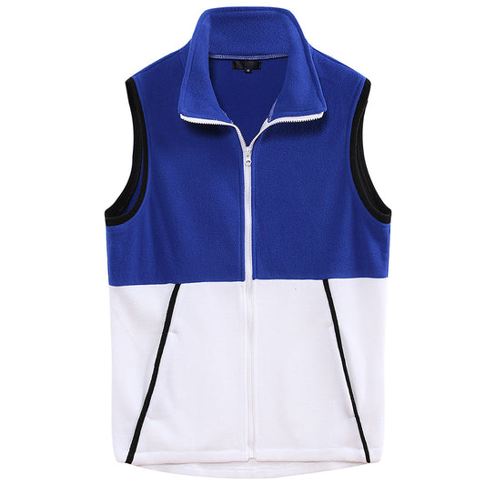 Men's casual patchwork camisole vest in blue and white