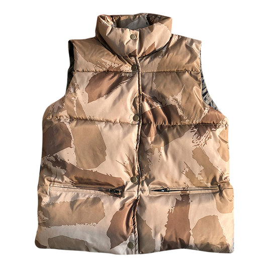 Men's printed patchwork vest in coffee color