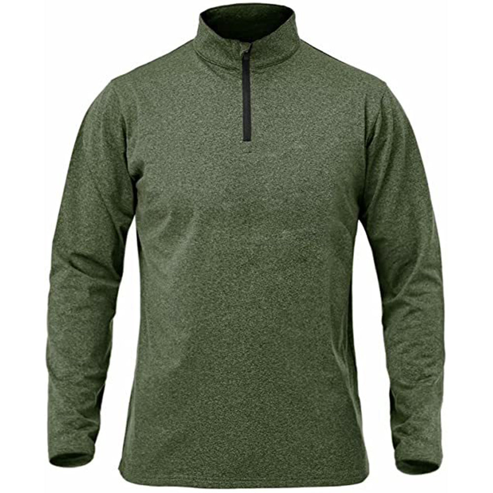 Men's Solid Color Half Zip T-Shirt Light Blue