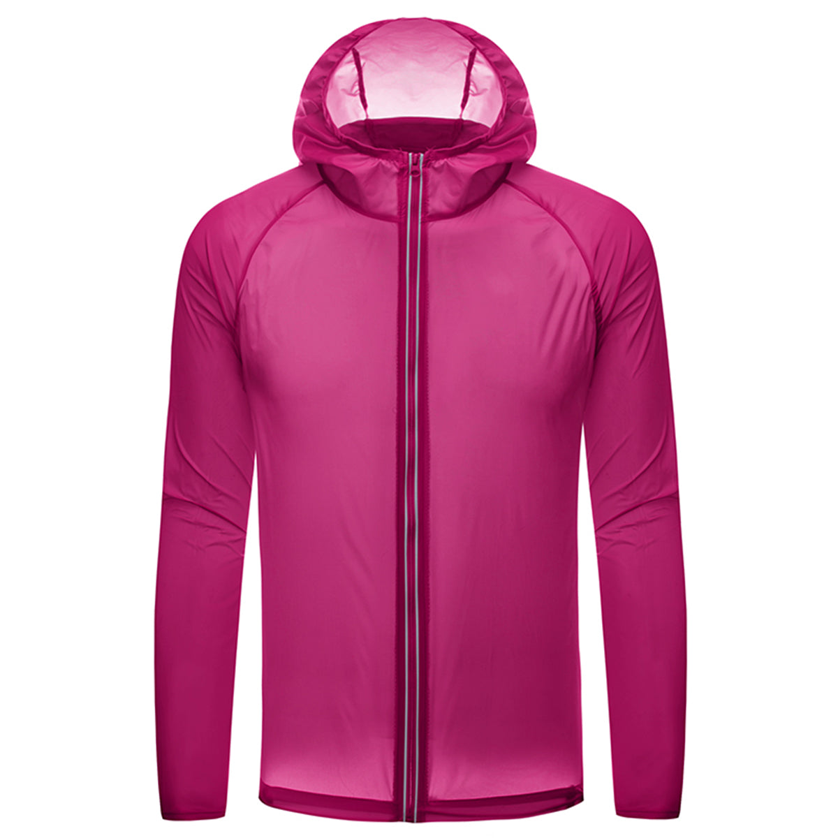 Men's solid color zipper hooded reflective sun protection clothing sky blue