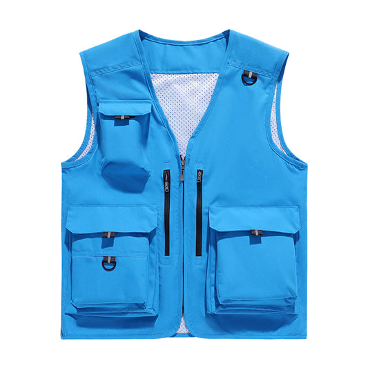 Men's solid color work vest blue