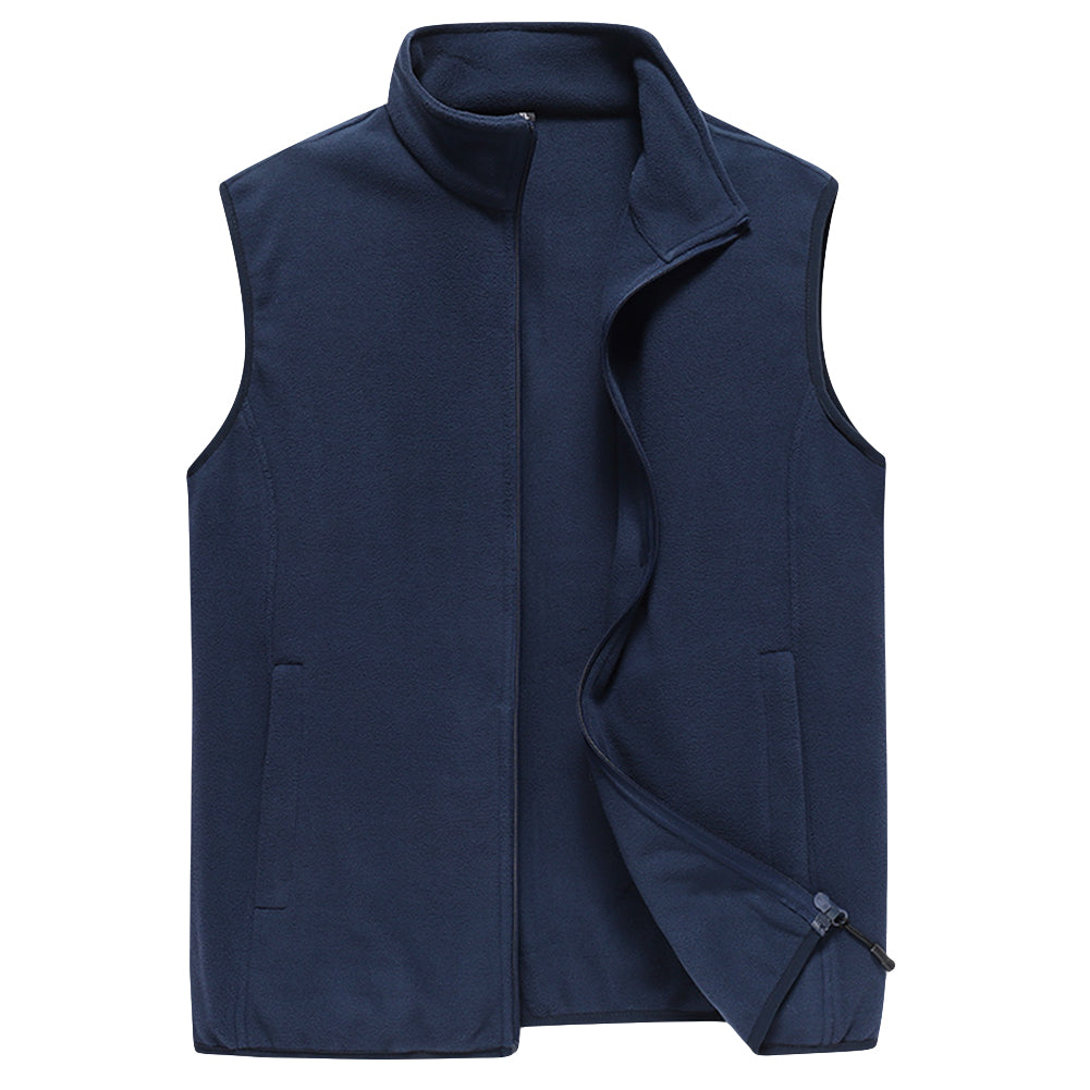 Men's solid color stand up collar vest blue