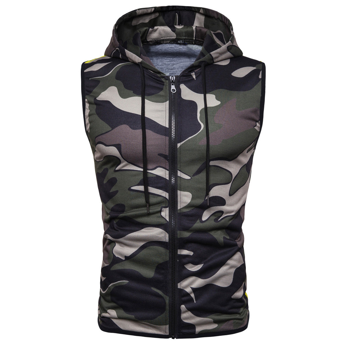 Men's camouflage zipper hooded vest army green camouflage