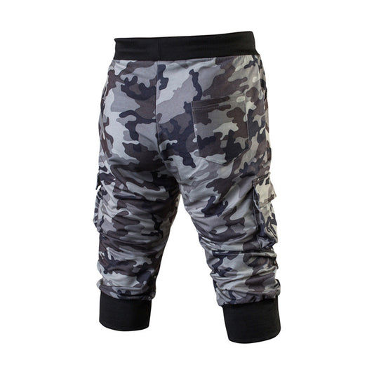 Men's seven point camouflage sports casual pants white
