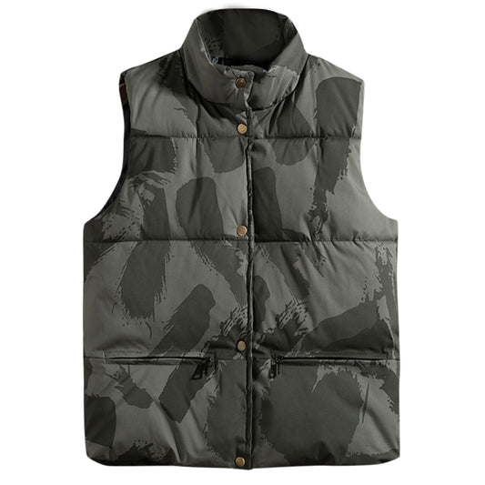 Men's printed patchwork vest in green
