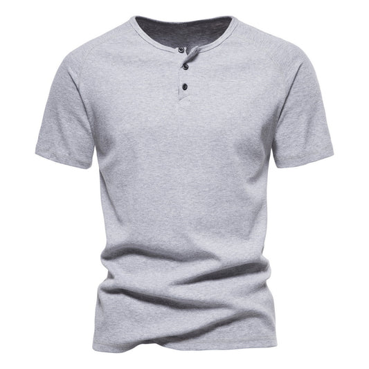 Men's solid color V-neck short-sleeved T-shirt white