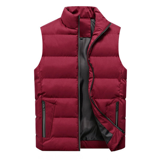 Men's solid color stand collar vest red