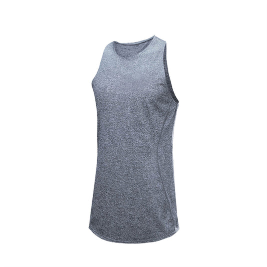 Men's round neck solid color casual vest gray