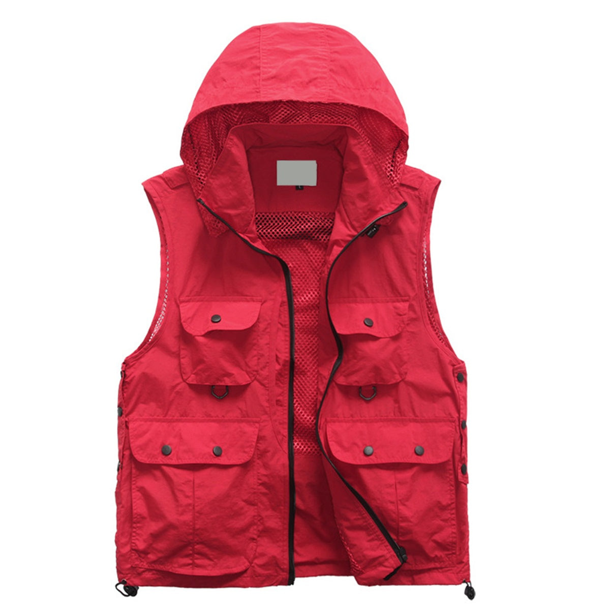 YOUTHUP Men's Solid Color Hooded Multi-pocket Casual Vest