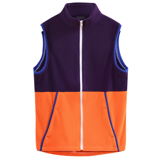 Men's casual patchwork camisole vest purple orange