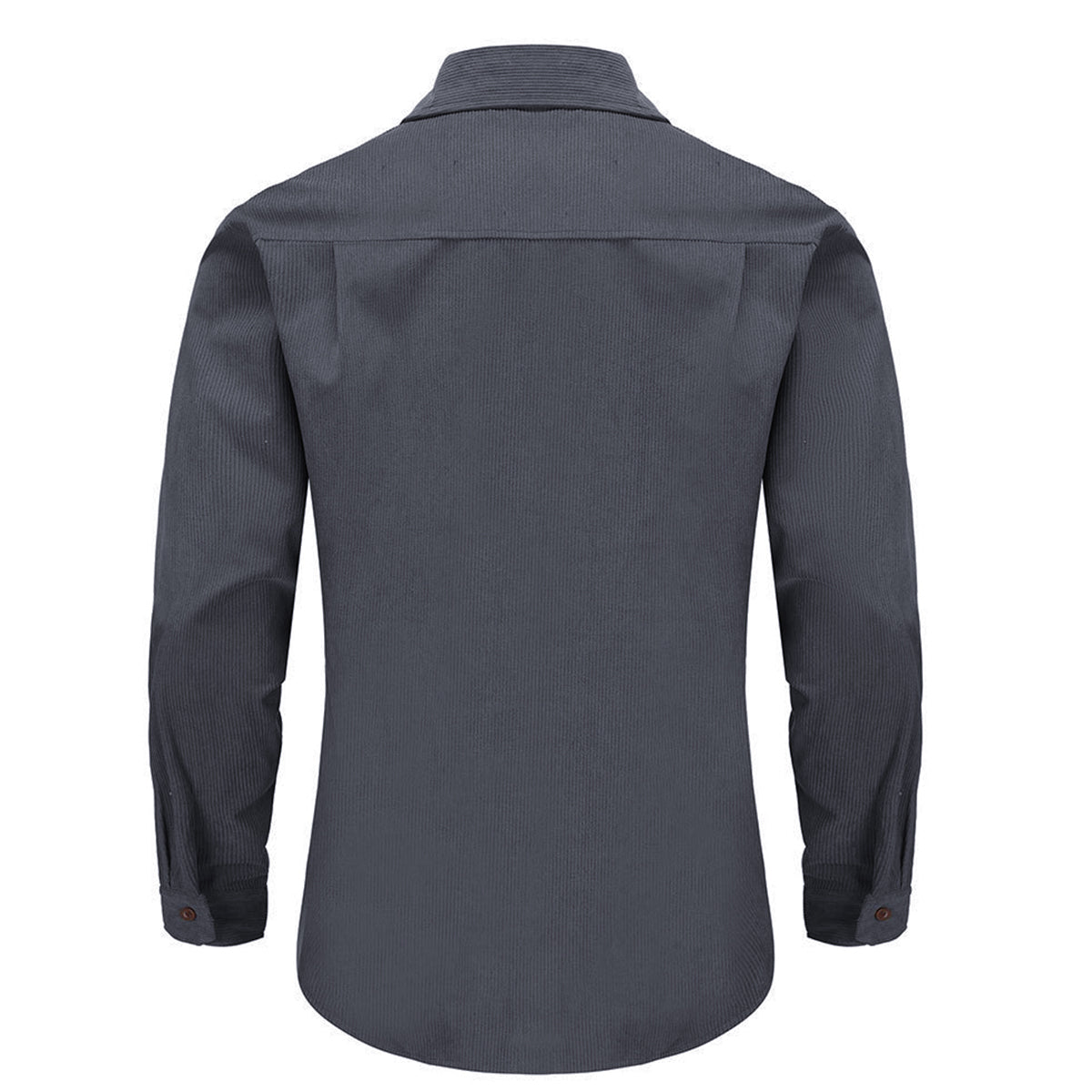 Men's solid color lapel single-breasted casual long-sleeve shirt in gray