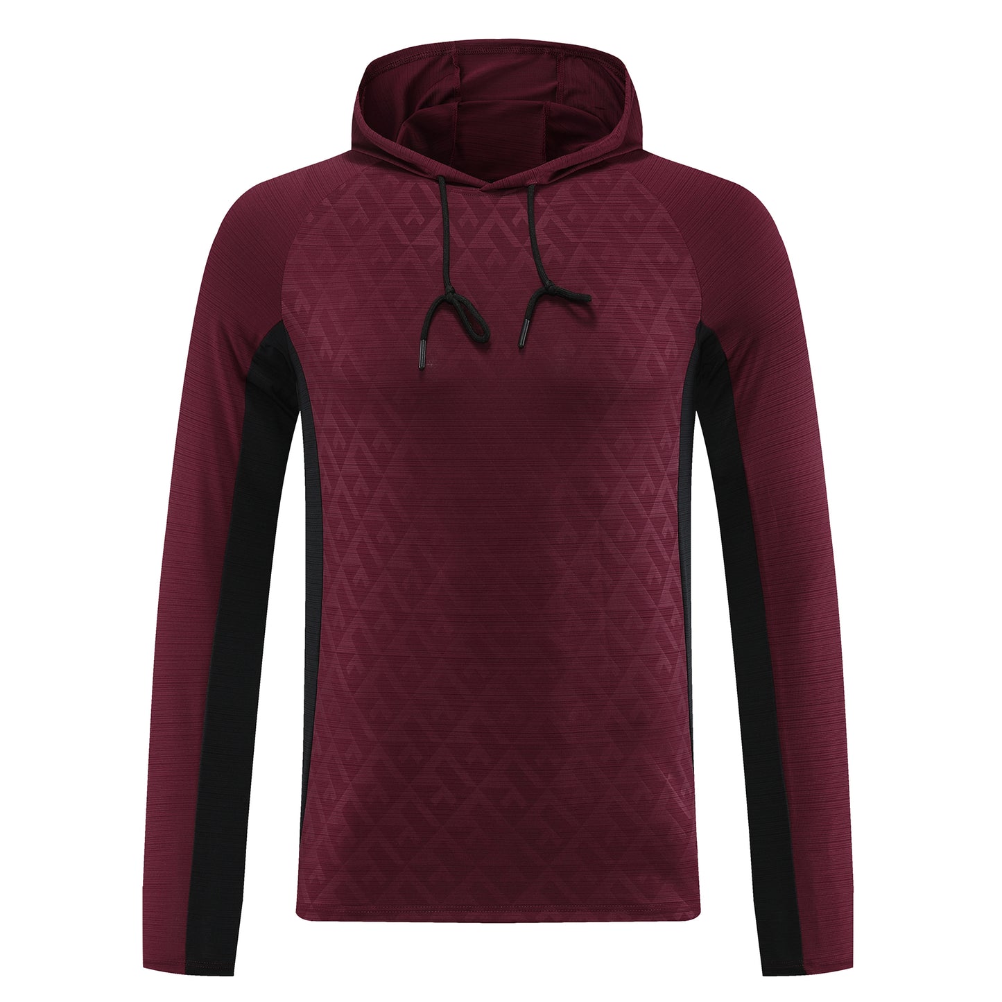Men's hooded color matching sports sweatshirt jujube red