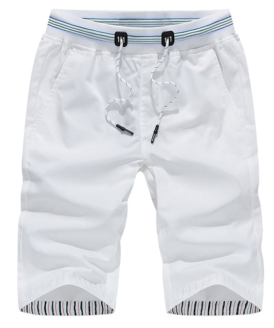 Men's sports and leisure solid color five quarter shorts white