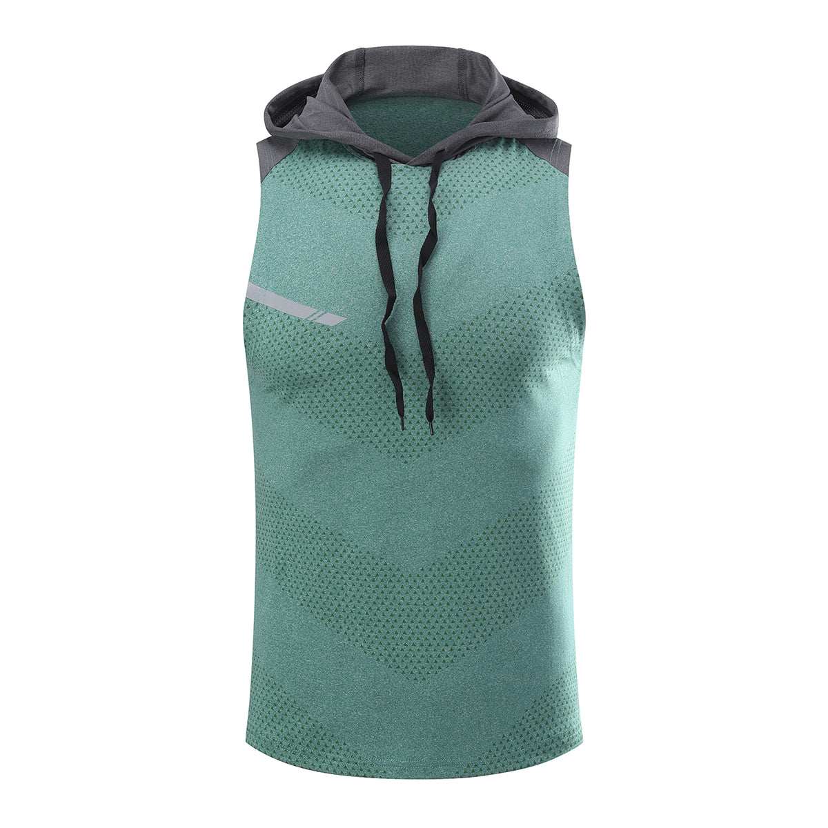 Men's hooded sleeveless color blocked sports casual vest green
