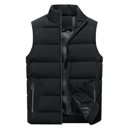 Men's solid color stand collar vest black
