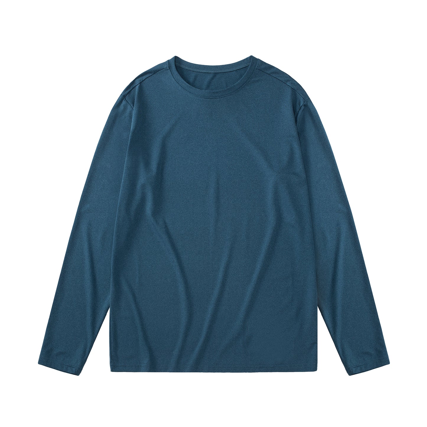 Men's loose round neck long sleeved T-shirt in blue