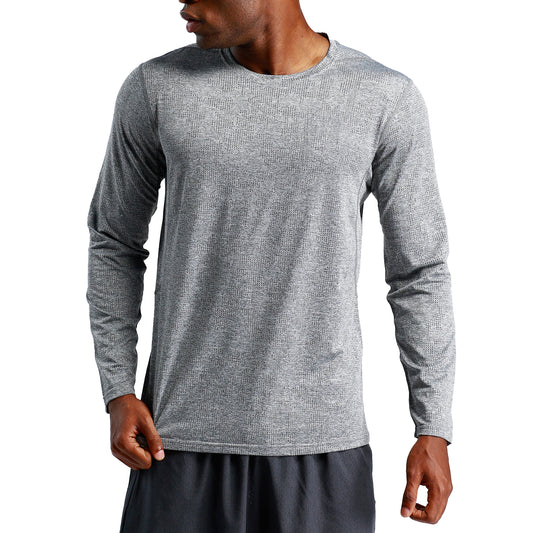 Men's loose round neck long sleeved T-shirt in gray