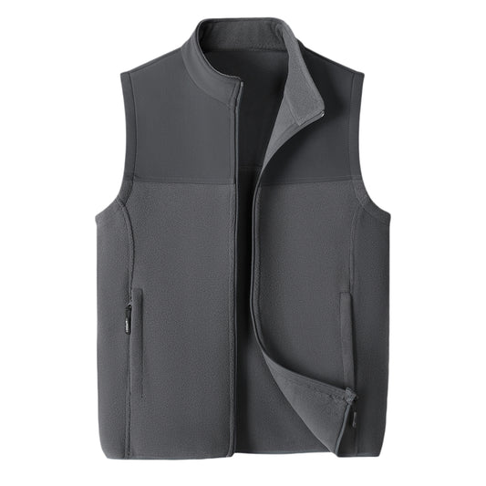 Men's solid color stand up collar vest gray