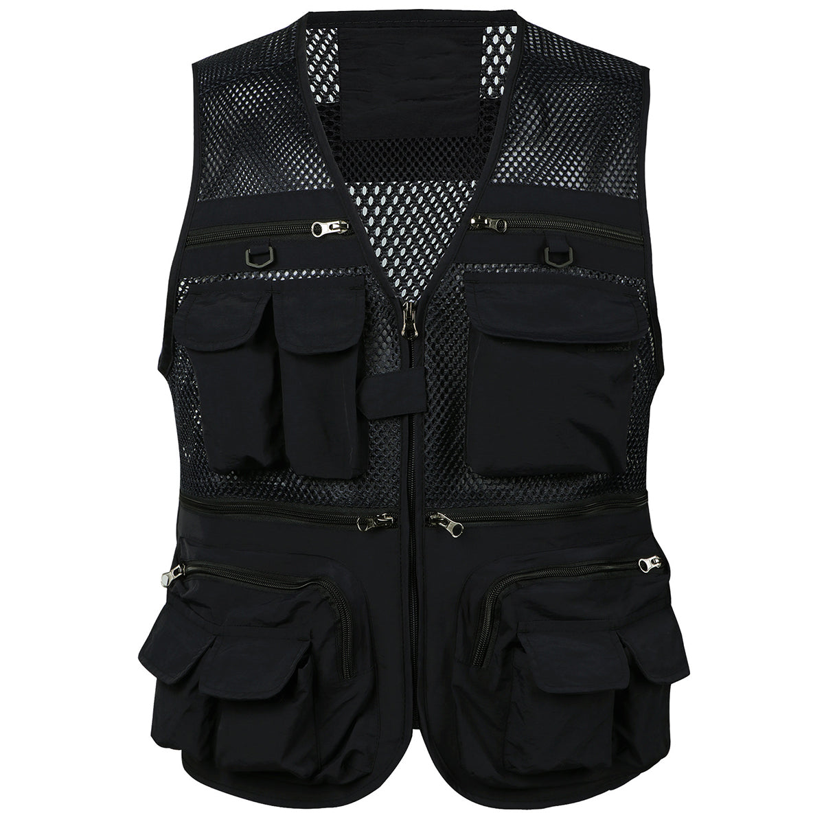 Men's mesh multi-pocket vest vest black
