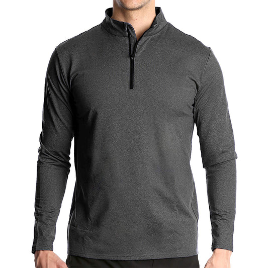Men's Solid Color Half Zip T-Shirt Black