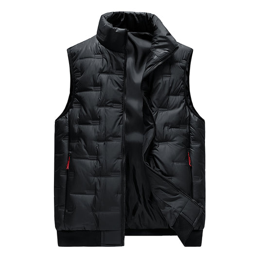 Men's solid color stand collar vest black