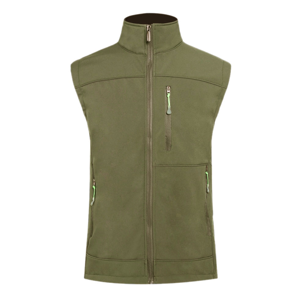 Men's waistcoats in solid green with stand-up collar