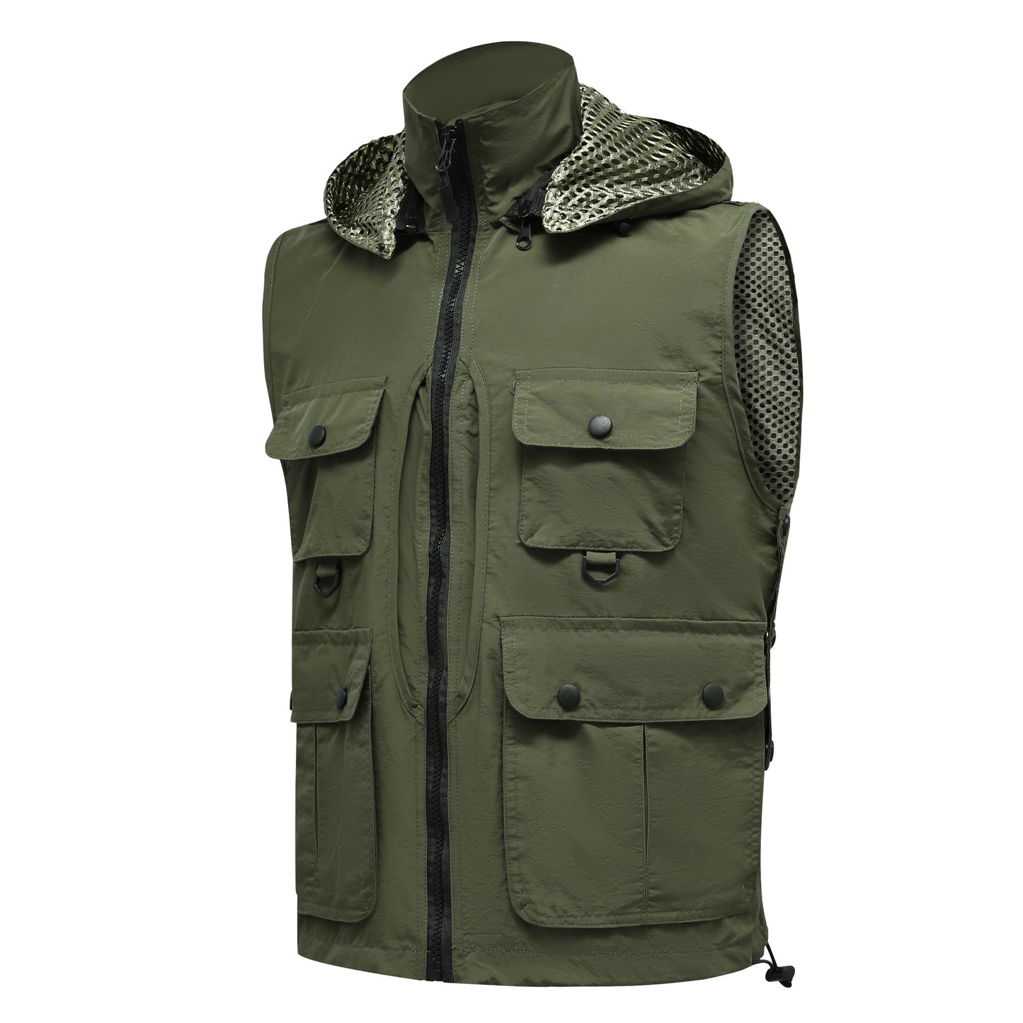 YOUTHUP Men's Hooded Multi Pocket Camping Hunting Safari Gilet  Casua Vest