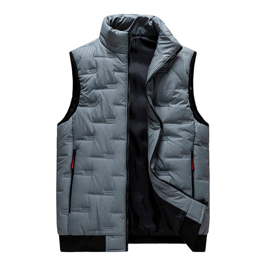 Men's solid color stand collar vest gray