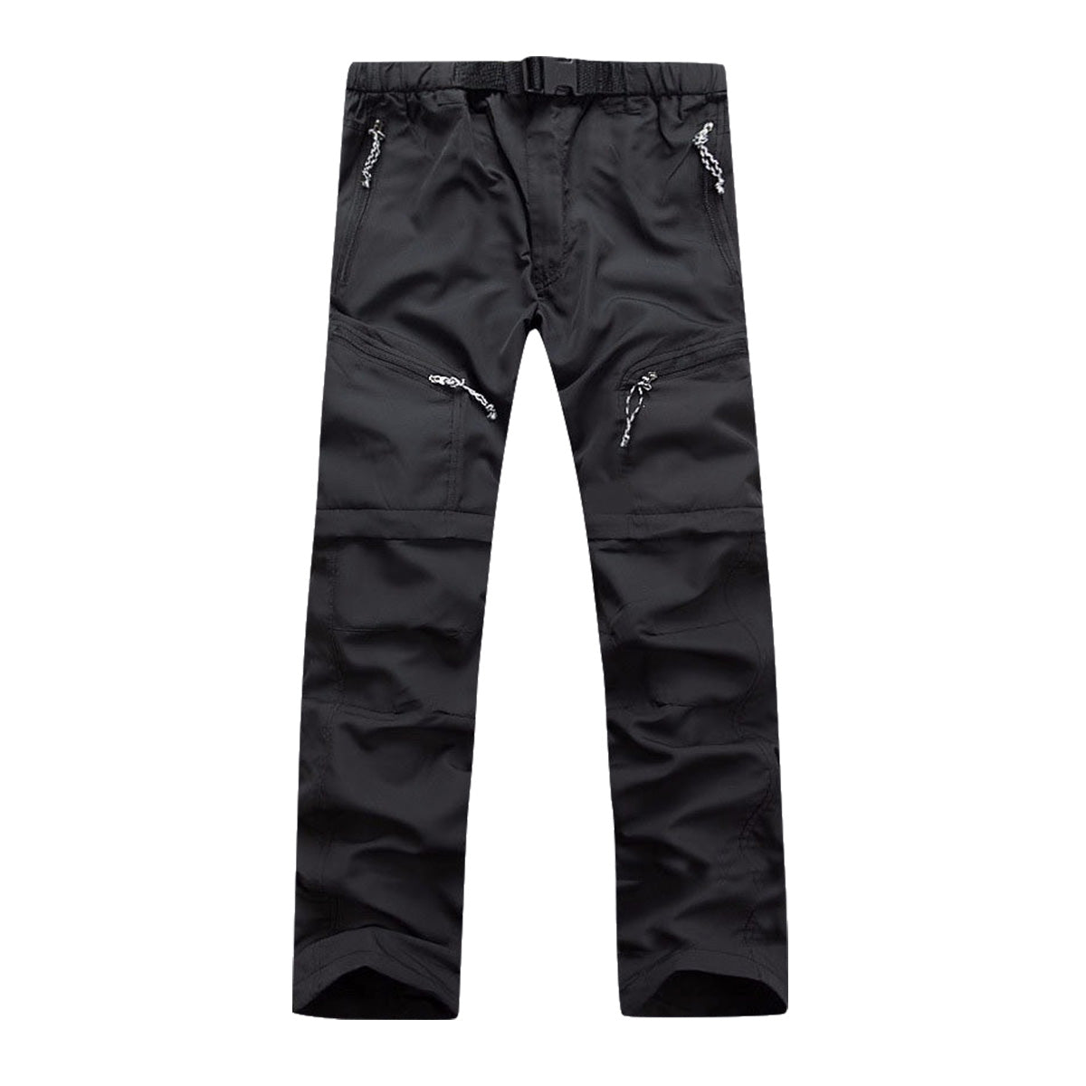 Men's solid color detachable quick drying sports casual pants black