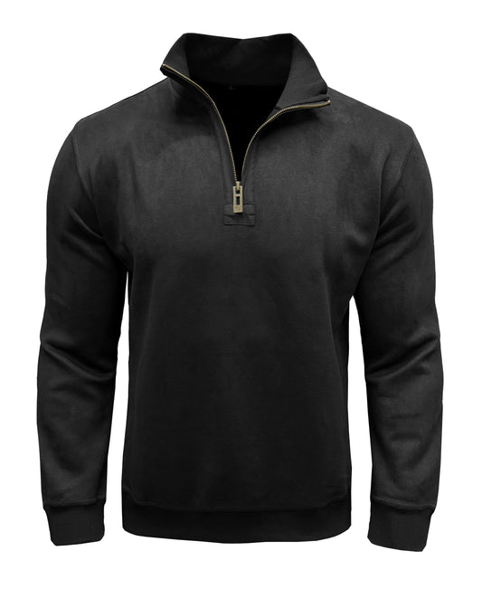 Men's solid color stand collar loose t-shirt black