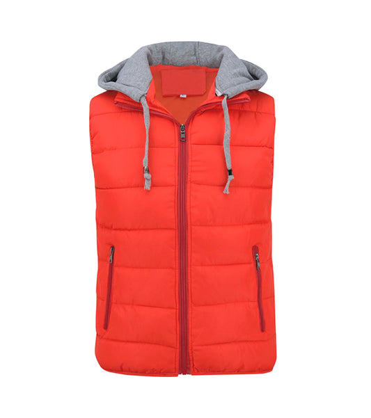 YOUTHUP Men's Sleeveless Quilted Down Jacket, Lightweight Color Hooded Vest, Thick Coats for Winter.