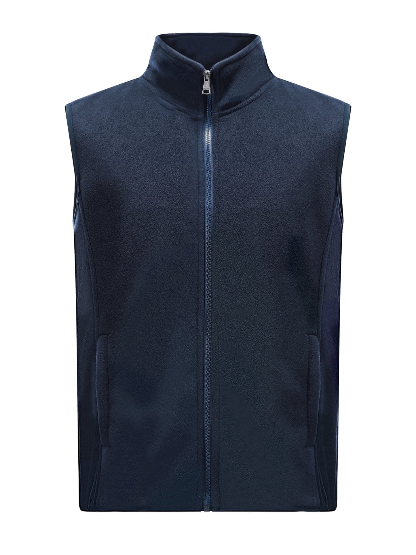 YOUTHUP Men's Full Zip Fleece Vest, Solid Color Sleeveless Stand Collar Warm Lightweight Casual Outdoor Vest with Side Pockets