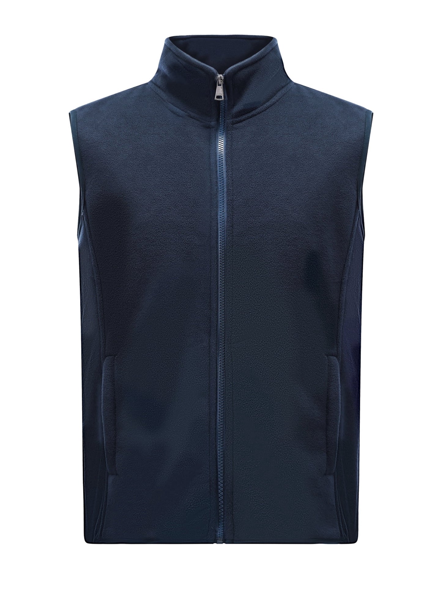 YOUTHUP Men's Full Zip Fleece Vest, Solid Color Sleeveless Stand Collar Warm Lightweight Casual Outdoor Vest with Side Pockets