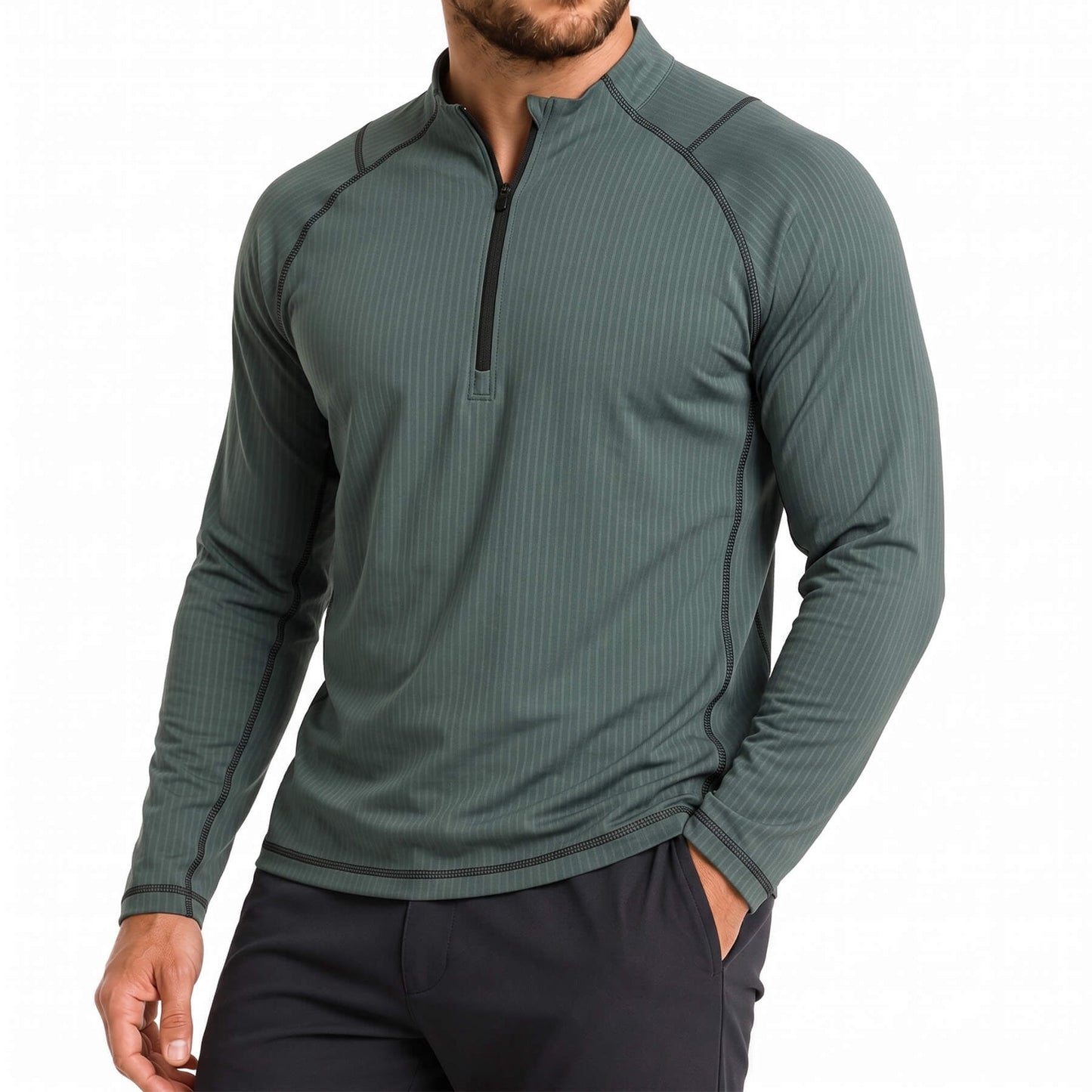 YOUTHUP Men's Half Zip Henley Shirt Relaxed Fit Quick Dry Athletic Pullover Raglan Activewear for Running & Outdoors