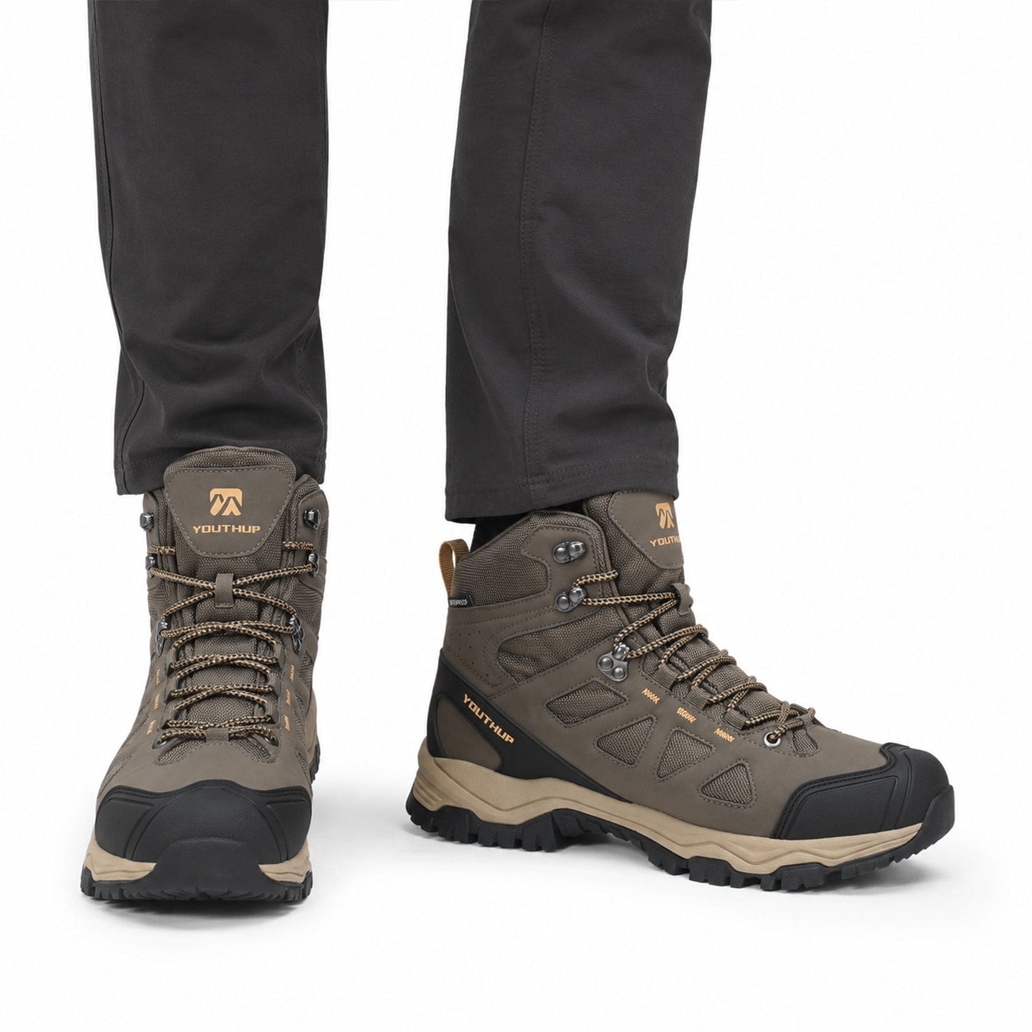 YOUTHUP Men's Hiking Boots High Top Outdoor Trekking Shoes Lightweight Ankle Support Trail Walking Boots for Camping Backpacking and Casual Wear