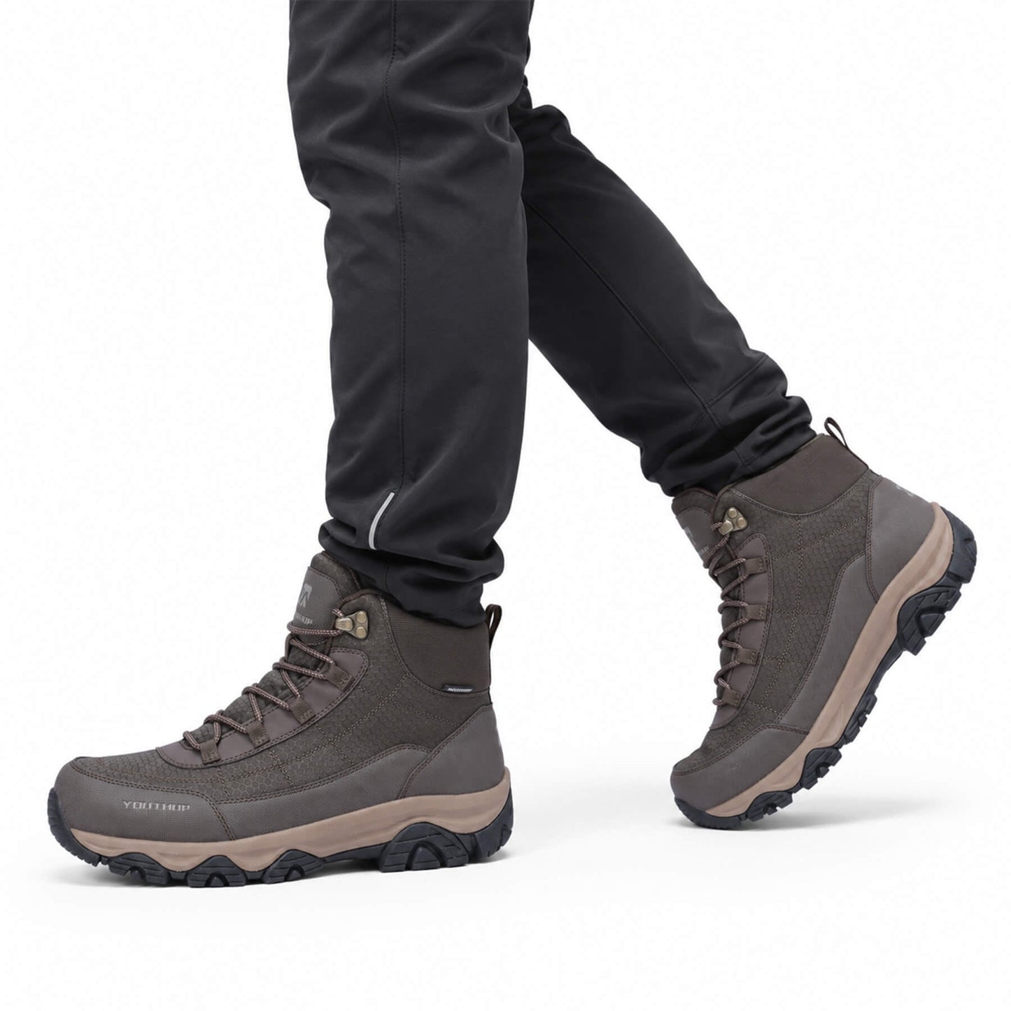 YOUTHUP Men's Hiking Boots Waterproof High Top Outdoor Trekking Shoes Anti-Slip Trail Sneakers for Climbing and Walking