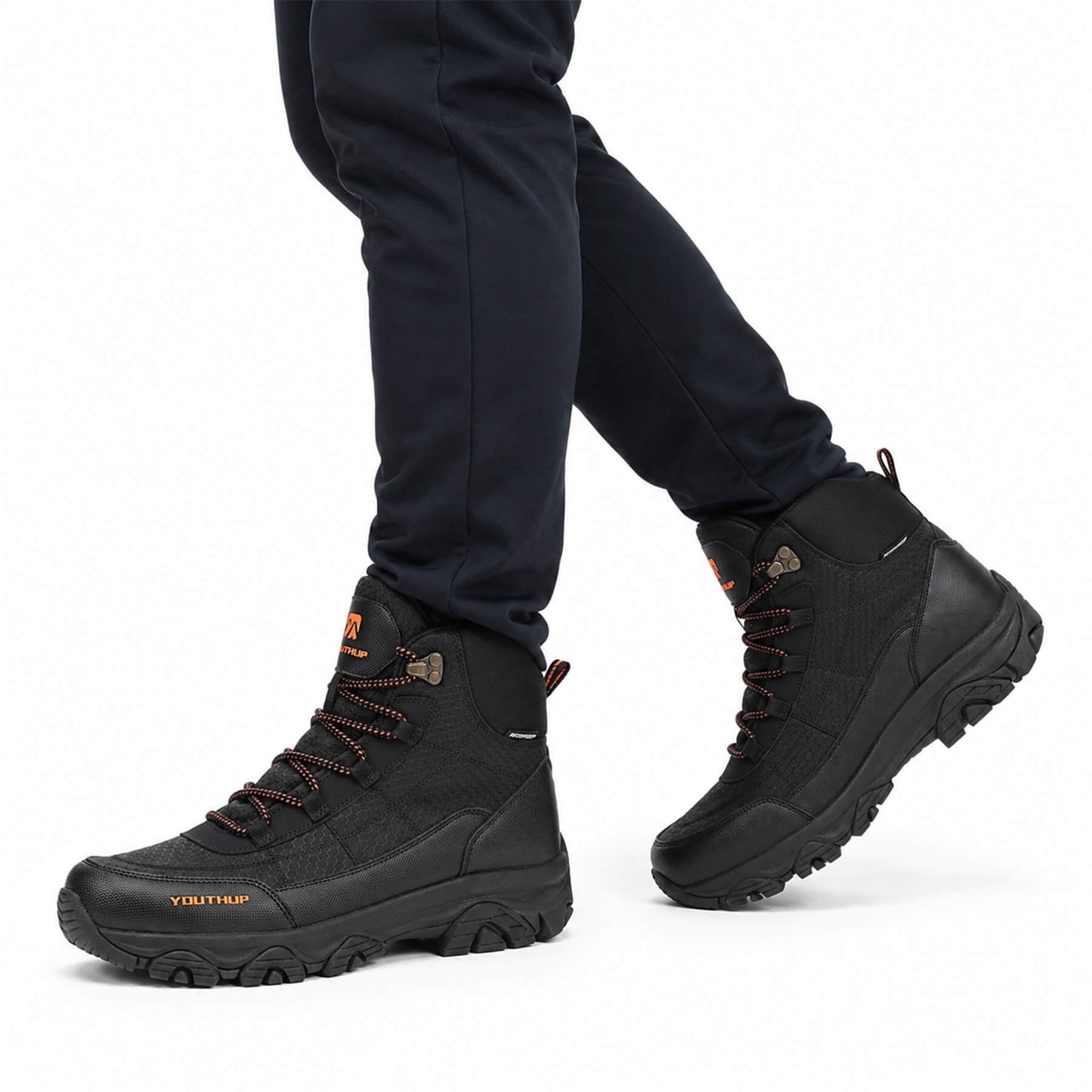 YOUTHUP Men's Hiking Boots Waterproof High Top Outdoor Trekking Shoes Anti-Slip Trail Sneakers for Climbing and Walking