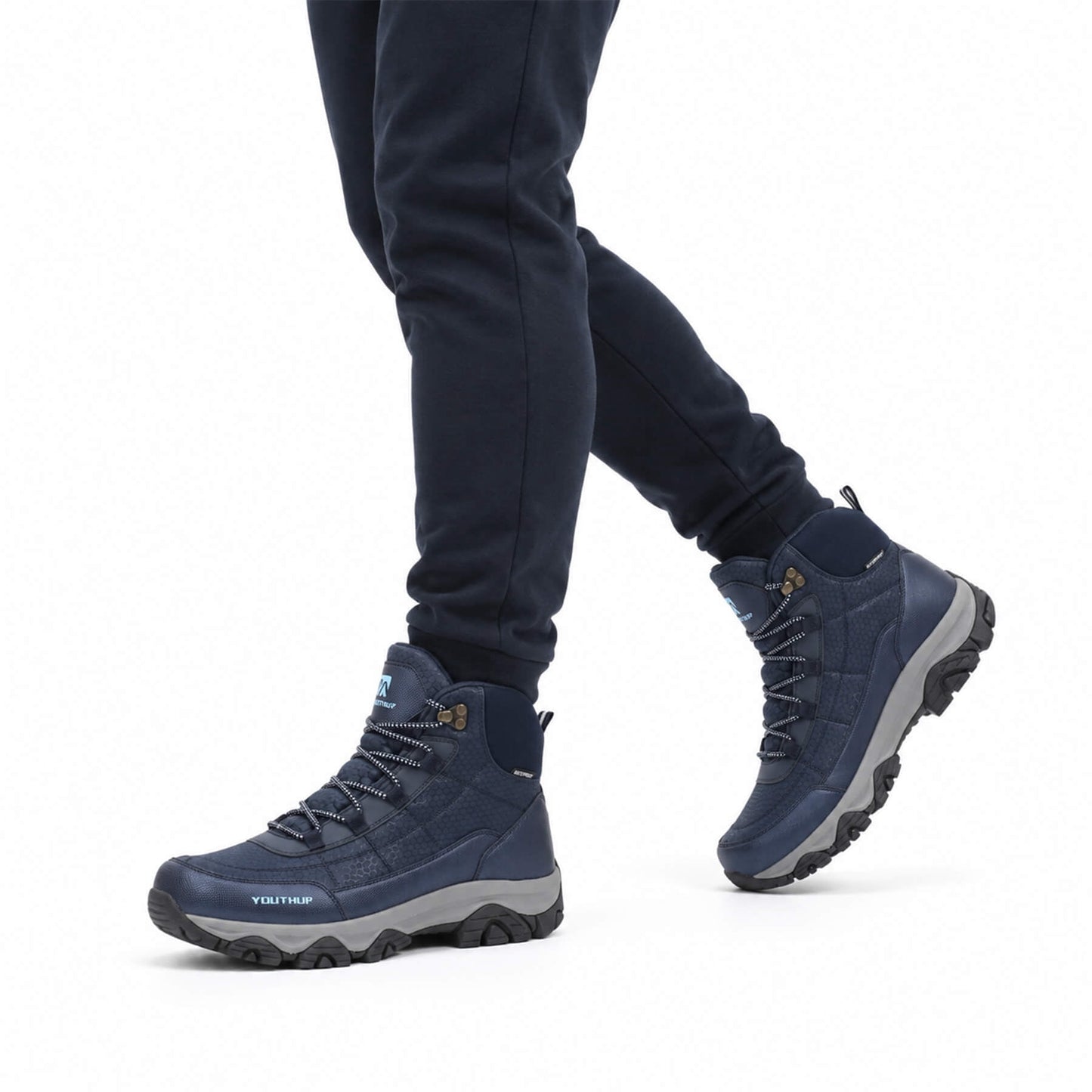 YOUTHUP Men's Hiking Boots Waterproof High Top Outdoor Trekking Shoes Anti-Slip Trail Sneakers for Climbing and Walking