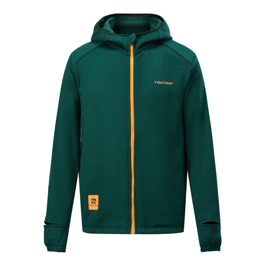 YOUTHUP Men's Lightweight Full Zip Hooded Athletic Jacket, Breathable Moisture Wicking Knit Running Workout Jacket with Zipper Pockets