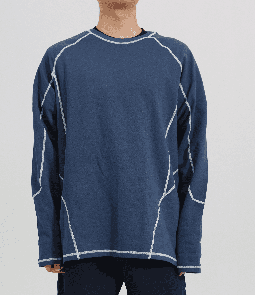 YOUTHUP Men's Long Sleeve T-Shirt Crew Neck Contrast Stitching Athletic Workout Casual Tee Shirts