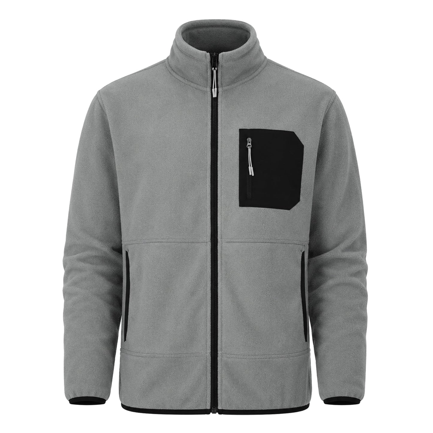YOUTHUP Men's Full-Zip Fleece Jacket Classic Straight Fit Stand Collar Warm Winter Coat Outdoor Casual Layering Outerwear