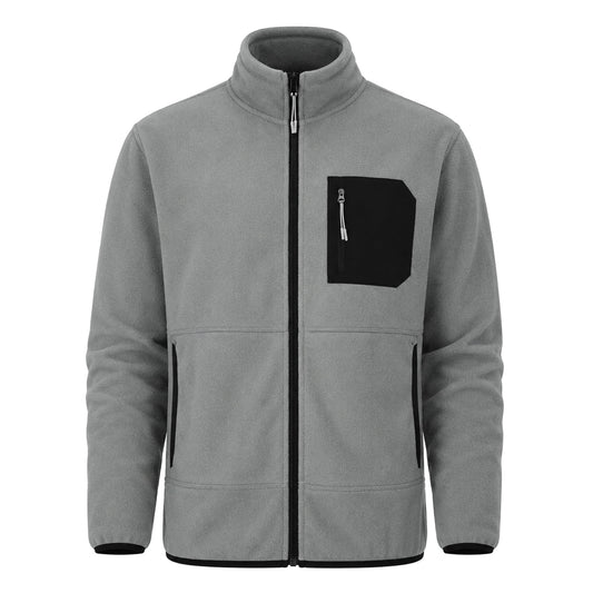 YOUTHUP Men's Full-Zip Fleece Jacket Classic Straight Fit Stand Collar Warm Winter Coat Outdoor Casual Layering Outerwear