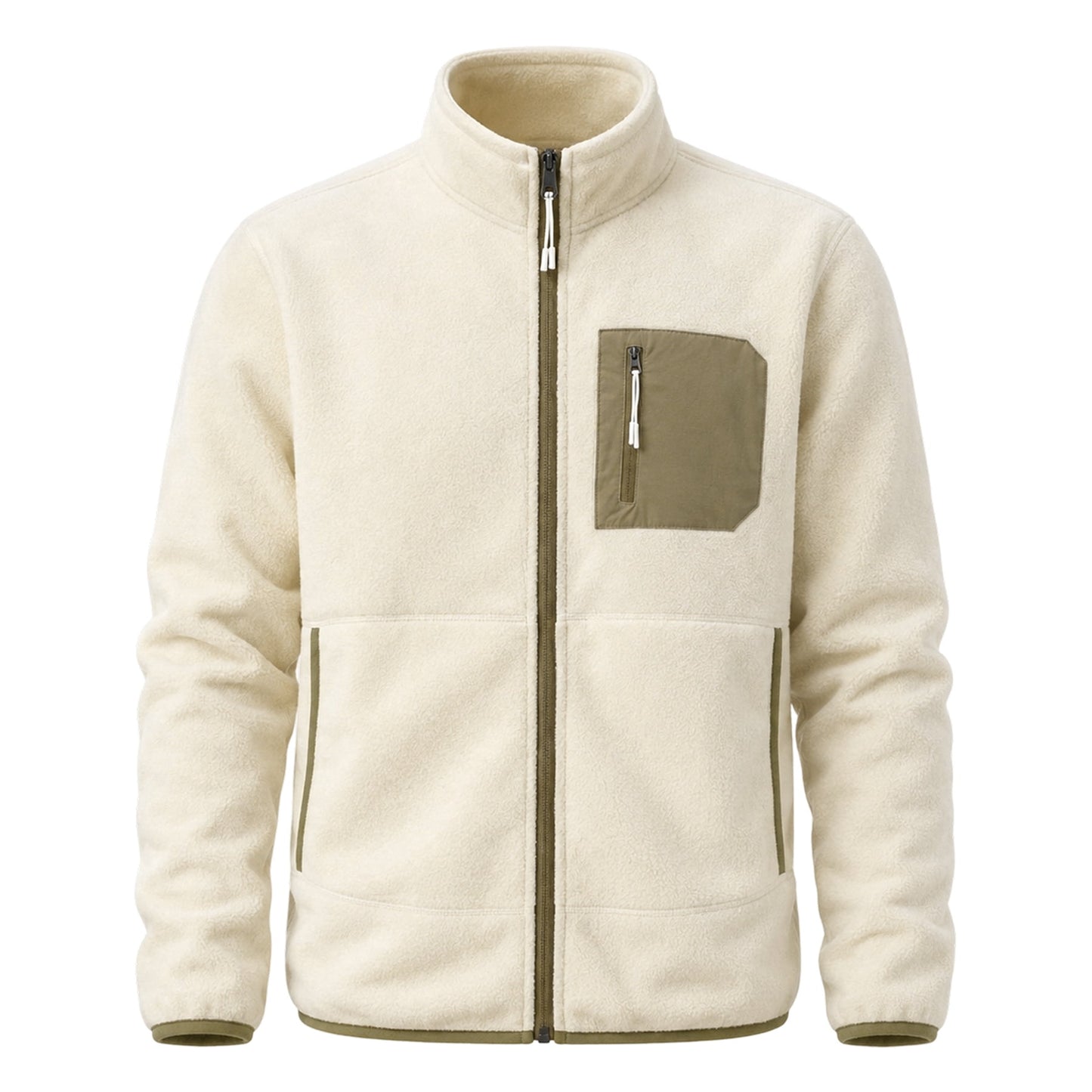YOUTHUP Men's Full-Zip Fleece Jacket Classic Straight Fit Stand Collar Warm Winter Coat Outdoor Casual Layering Outerwear