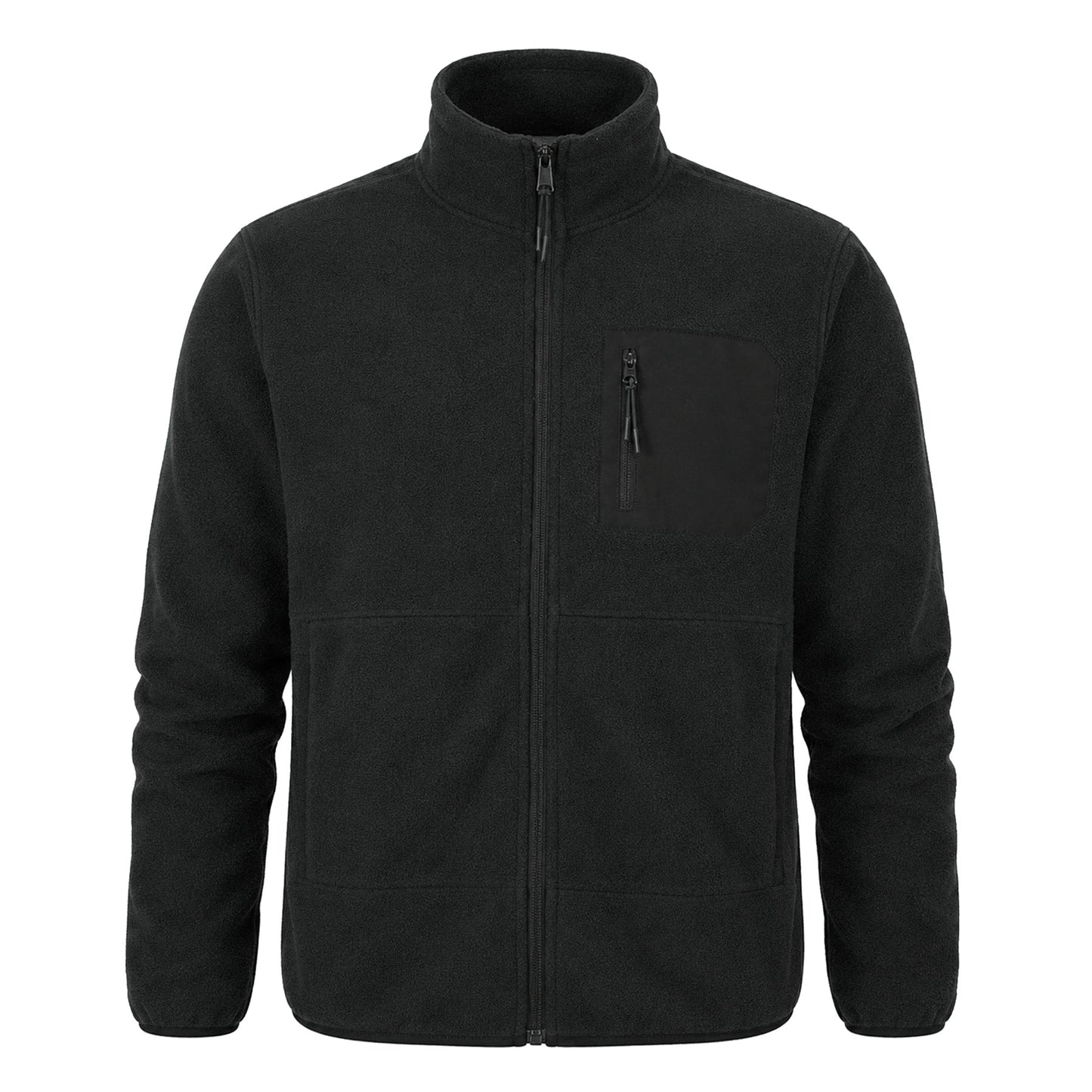 YOUTHUP Men's Full-Zip Fleece Jacket Classic Straight Fit Stand Collar Warm Winter Coat Outdoor Casual Layering Outerwear