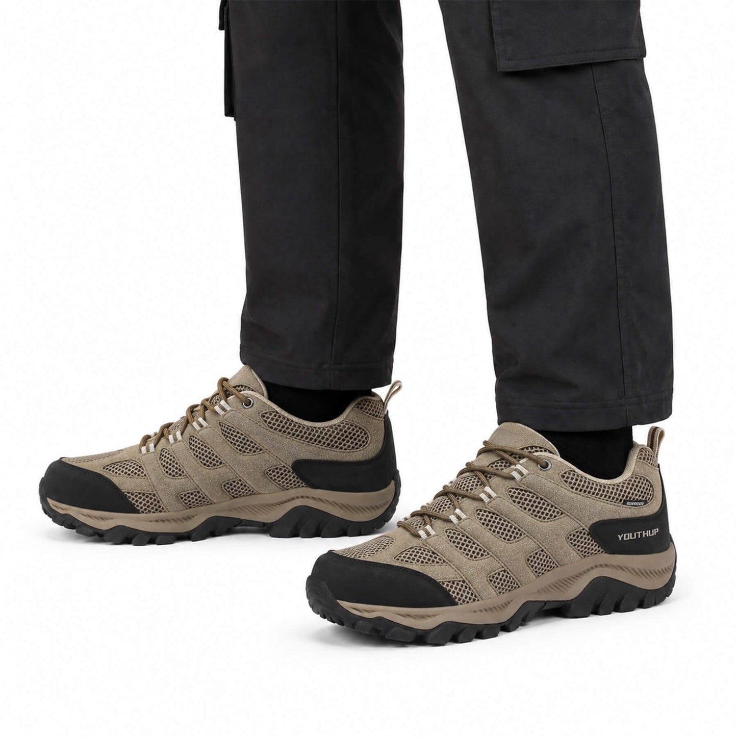 YOUTHUP Men's Waterproof Outdoor Hiking Shoes Breathable Lace-Up Trail Sneakers with Non-Slip Rubber Outsole