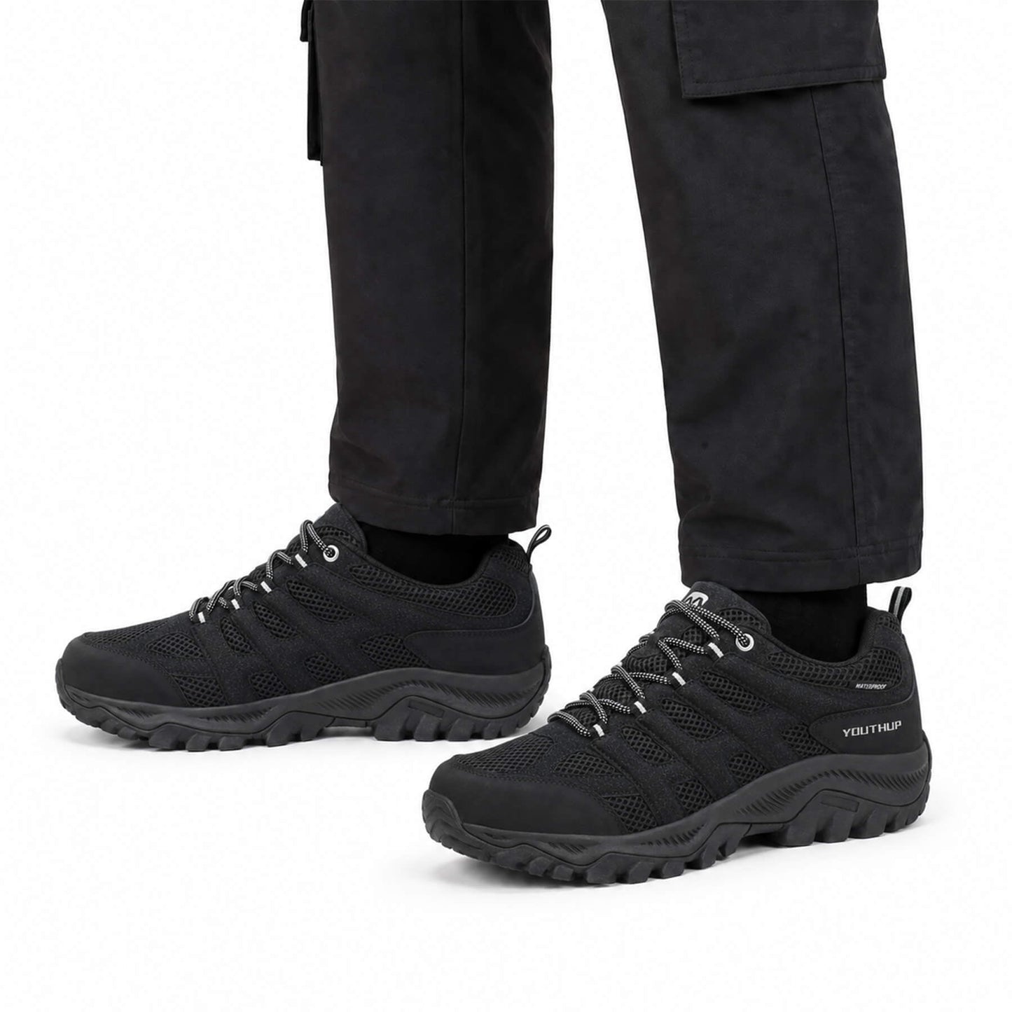 YOUTHUP Men's Waterproof Outdoor Hiking Shoes Breathable Lace-Up Trail Sneakers with Non-Slip Rubber Outsole