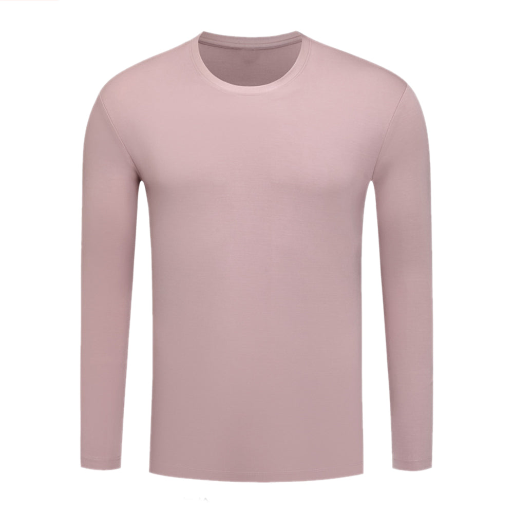Men's Solid Color Round Neck Long Sleeve T-Shirt Baolan