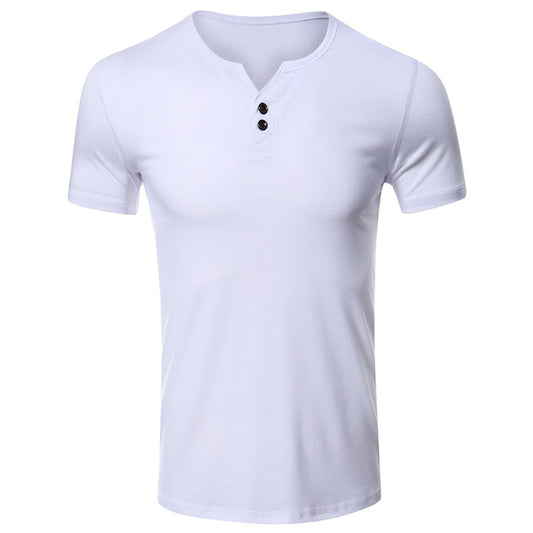 Men's casual solid color T-shirt white